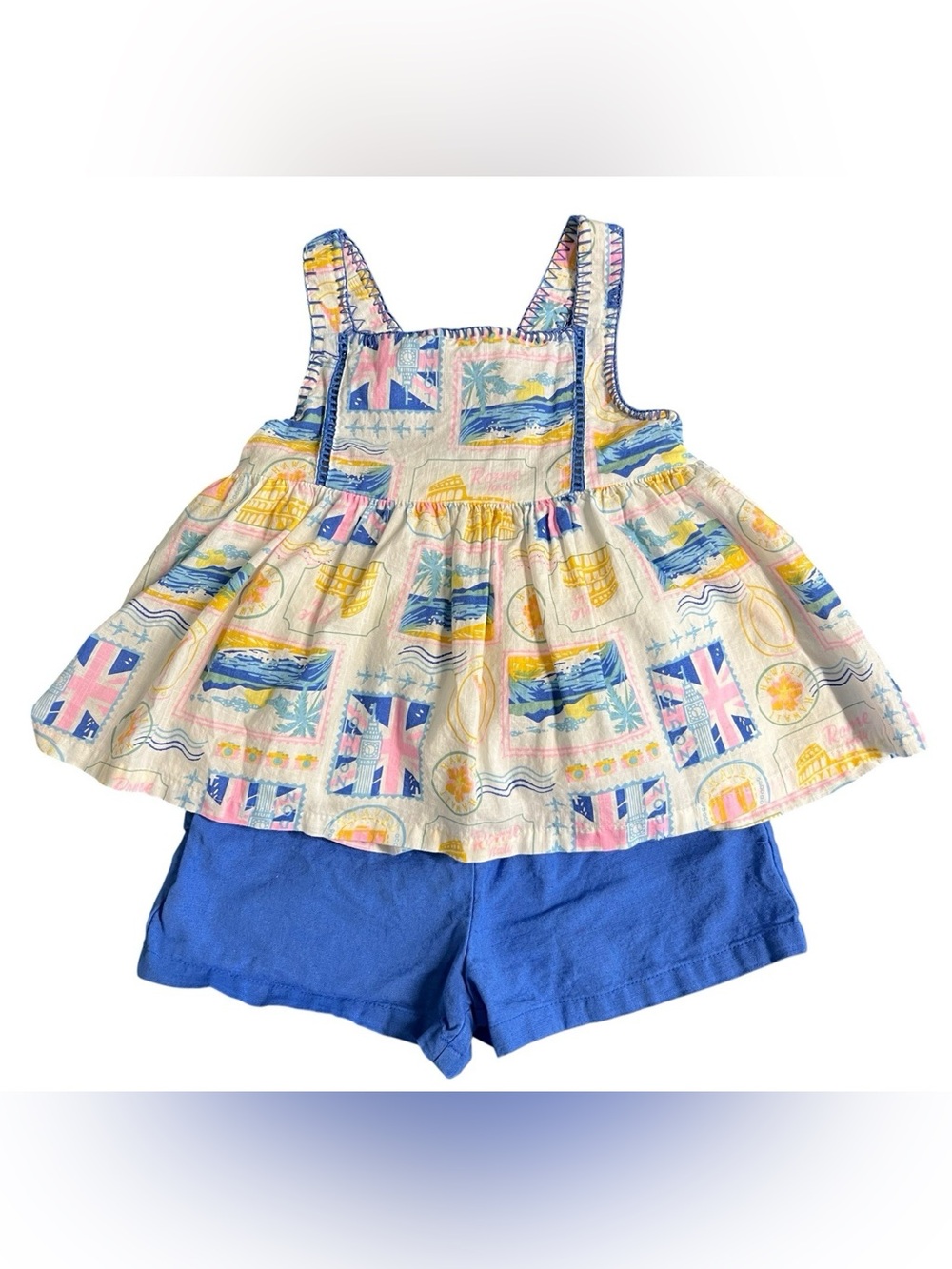 Haute Hippie Girls Beach Outfit Sleeveless 2 Piece Set Nautical XS/4 Tropical